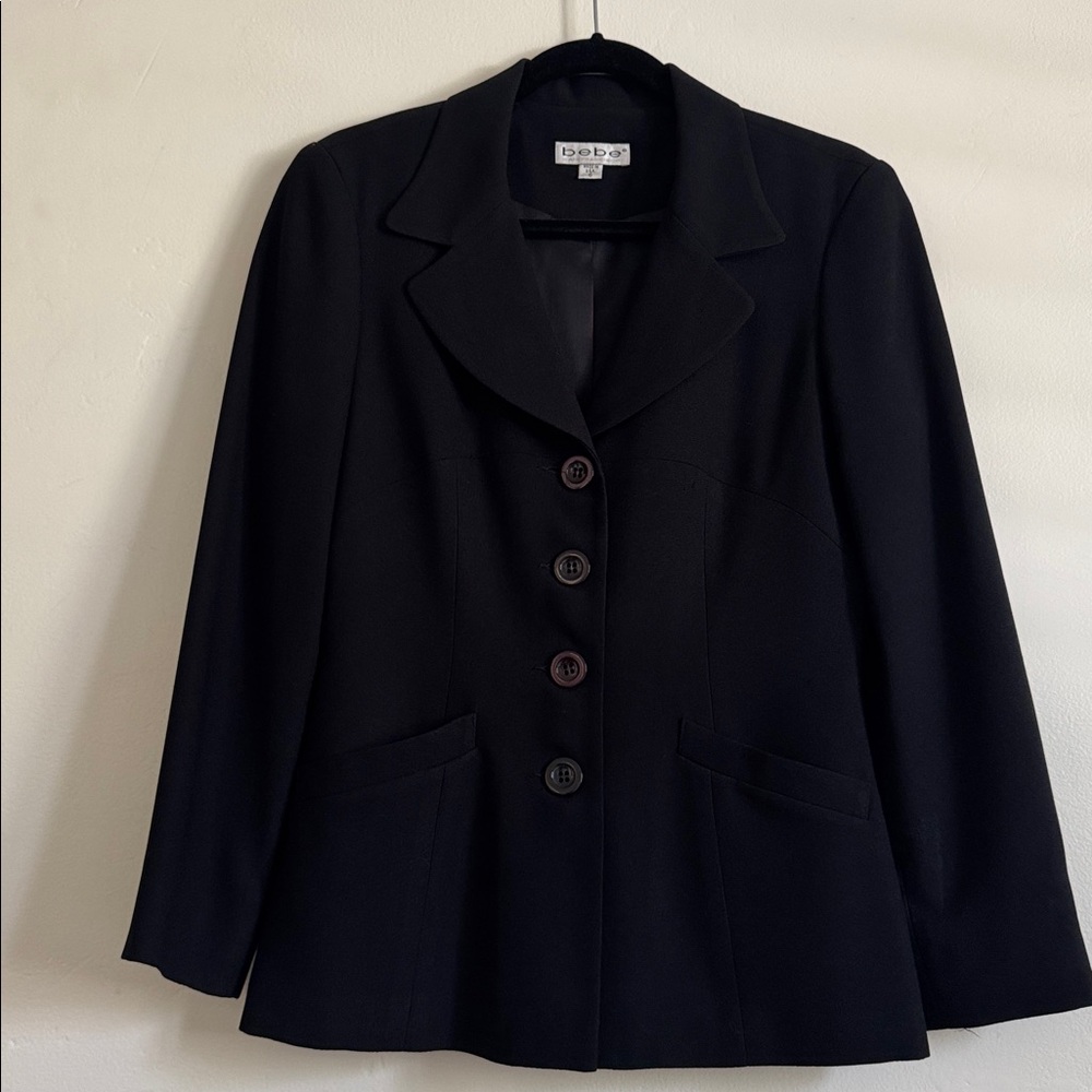Vintage Bebe Black 4 Button Women's Blazer, Size 6